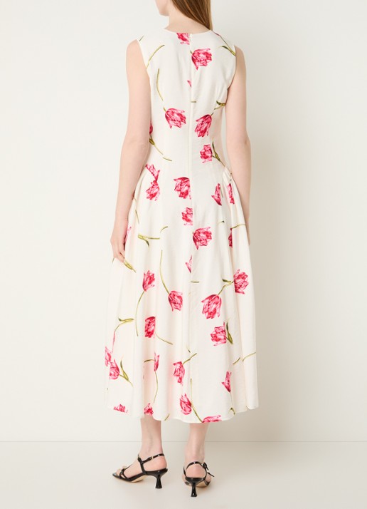 French Connection Cressida midi jurk met bloemenprint - achterkant 4 creme