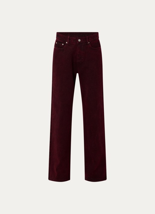 French Connection Dallas high waist straight leg jeans met gekleurde wassing - voorkant bordeauxrood