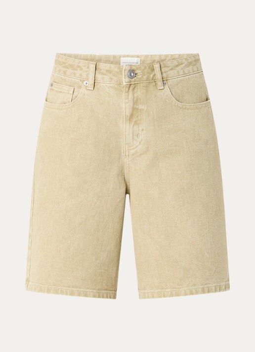 French Connection Dallas high waist straight leg korte broek met gekleurde wassing - voorkant lichtgroen