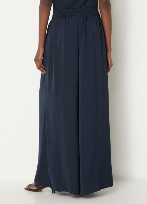 French Connection Damasco high waist wide fit pantalon - achterkant donkerblauw