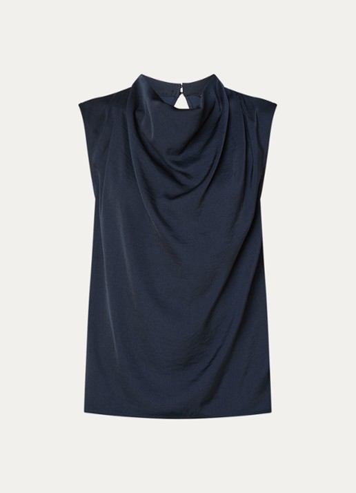 French Connection Damasco mouwloze top - voorkant 3 donkerblauw