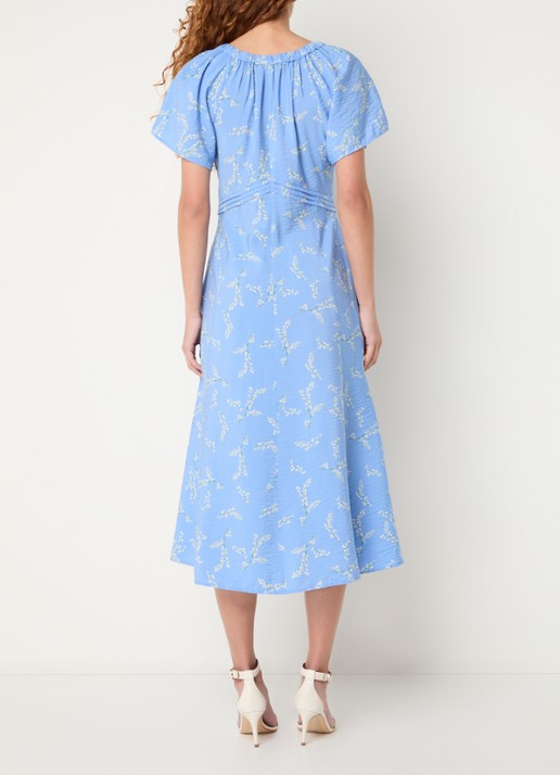 French Connection Daniella midi tuniekjurk met bloemenprint en V-hals - achterkant blauw