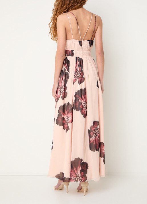 French Connection Elyse maxi jurk met bloemenprint - achterkant 4 lichtroze