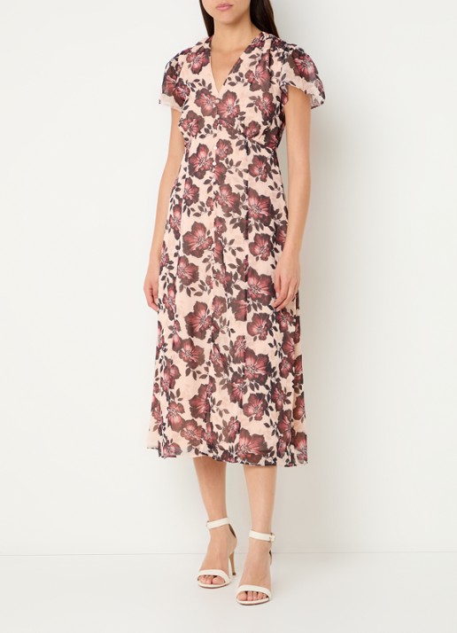 French Connection Elyse midi jurk met bloemenprint en sierknopen