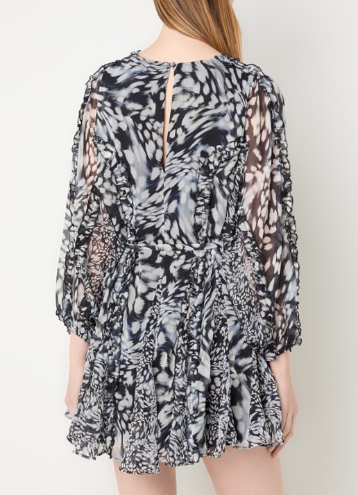 French Connection Emina mini tuniekjurk met print - achterkant 3 grijs