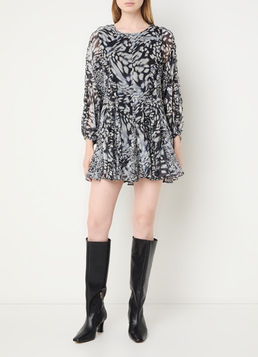 French Connection Emina mini tuniekjurk met print - voorkant 2 grijs