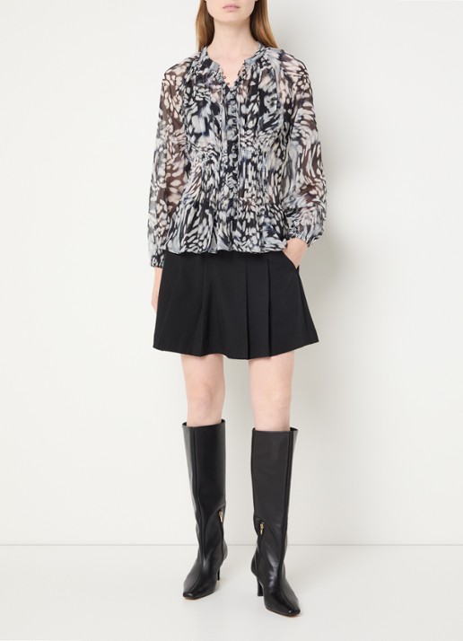 French Connection Emina semi-transparante top met print - voorkant 2 grijs