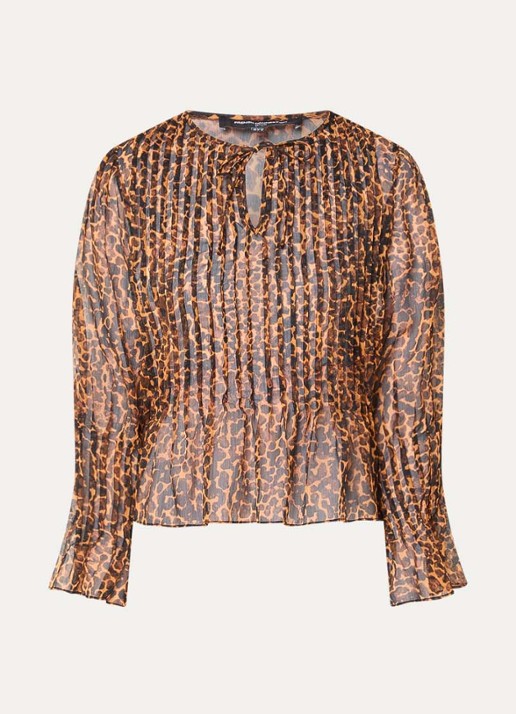 French Connection Emina semi-transparante tuniek van chiffon met panterprint - voorkant 2 orange