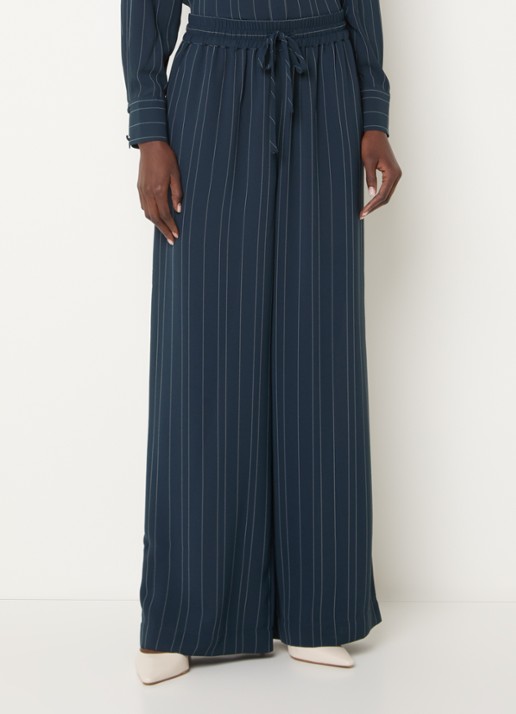 French Connection Erma high waist wide fit pantalon met krijtstreep