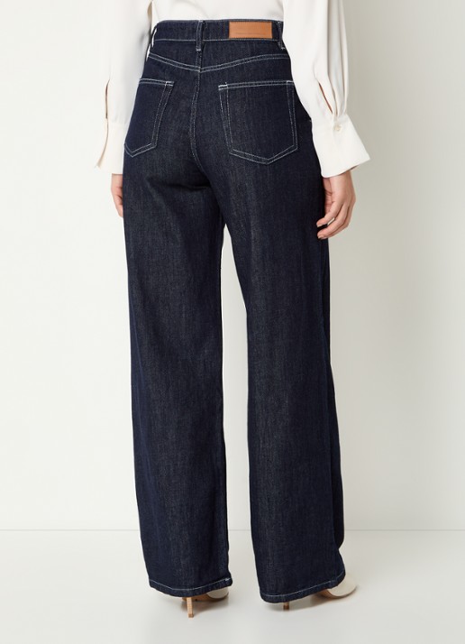 French Connection Finley high waist wide leg jeans met steekzakken - achterkant 4 donkerblauw