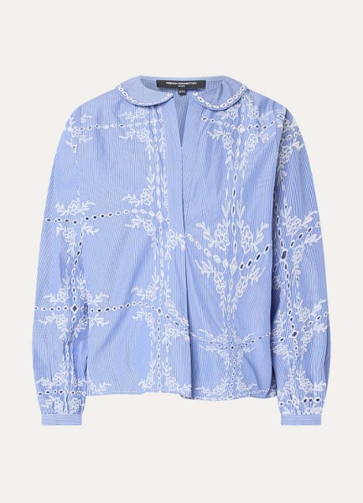 French Connection Grayson tuniek met broderie - voorkant 3 blauw