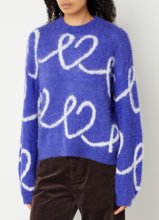 French Connection Hallie Jessika grofgebreide trui in alpaca wolblend met ingebreid patroon