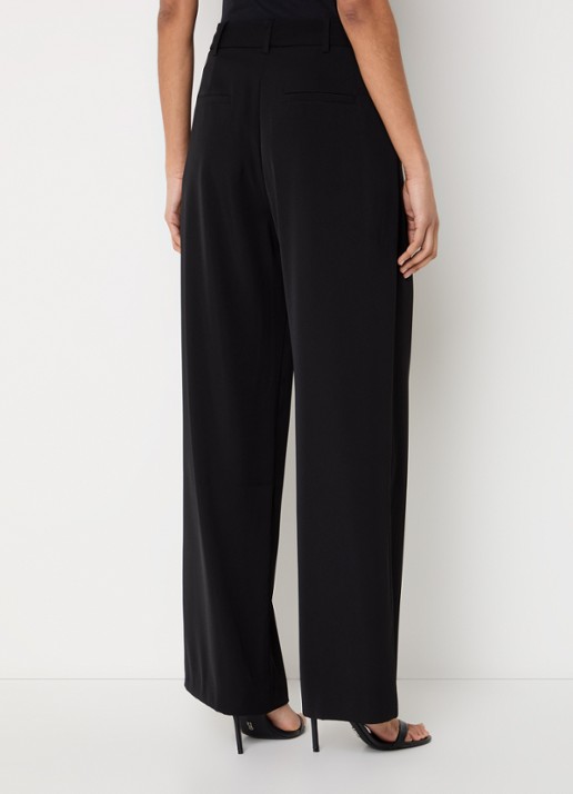 French Connection Harrie high waist wide fit pantalon met plooidetail - achterkant zwart