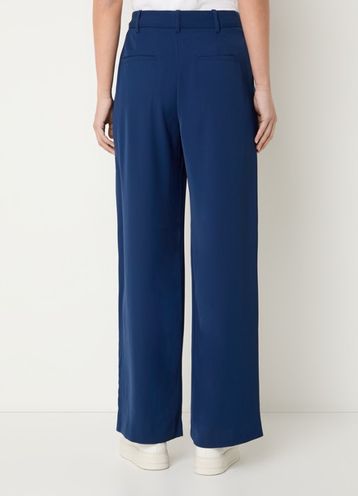 French Connection Harrie high waist wide fit pantalon met plooidetail - achterkant donkerblauw