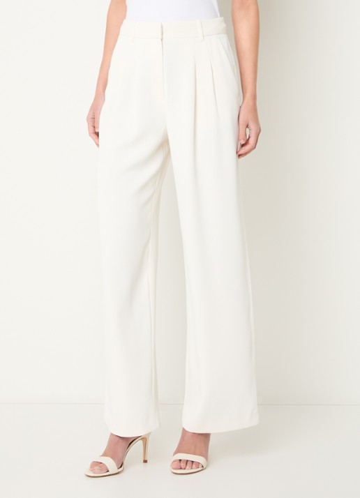 French Connection Harrie high waist wide fit pantalon met plooidetail - detail 2 ivoor