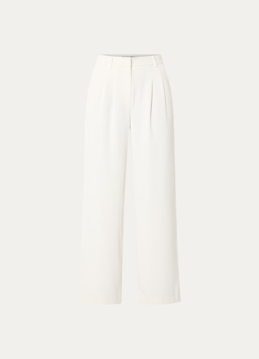French Connection Harrie high waist wide fit pantalon met plooidetail - voorkant 3 ivoor
