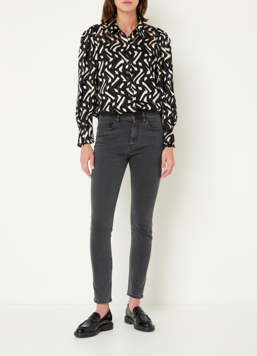 French Connection High waist skinny jeans met stretch - voorkant 5 antraciet