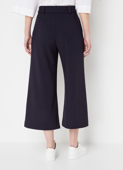 French Connection High waist wide fit culotte met strikceintuur - achterkant donkerblauw