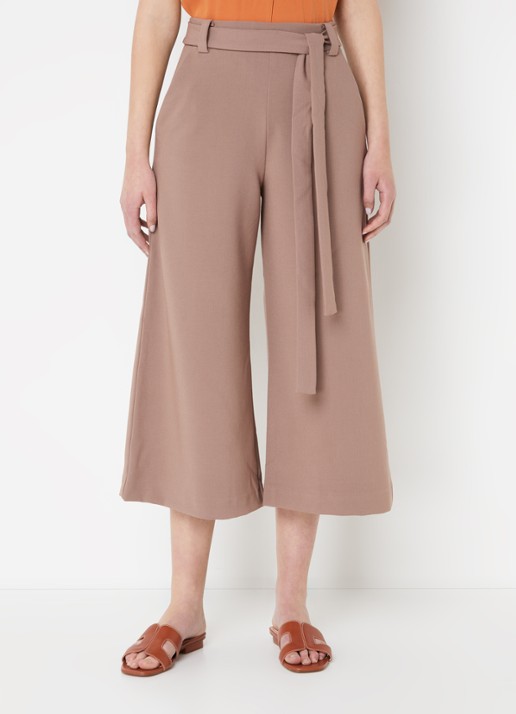 French Connection High waist wide fit culotte met strikceintuur