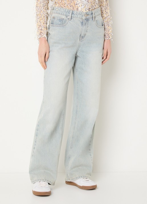 French Connection High waist wide leg jeans met lichte wassing - detail 4 indigo