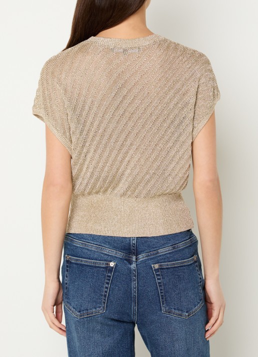 French Connection Jada grofgebreide top met lurex - achterkant 4 goud