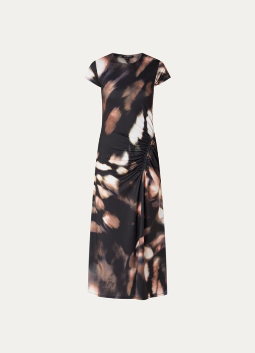 French Connection Josephine Maxine midi jurk met print - voorkant 3 zwart
