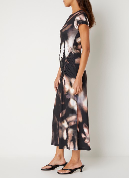 French Connection Josephine Maxine midi jurk met print - voorkant 4 zwart
