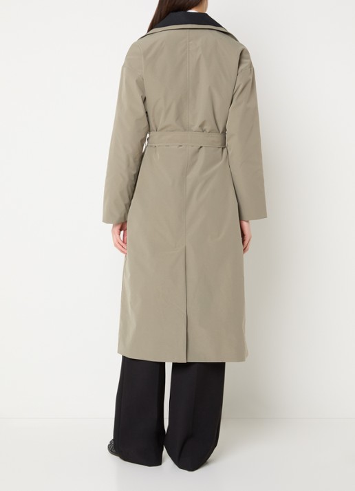French Connection Kaci trenchcoat met strikceintuur - achterkant 4 olijfgroen
