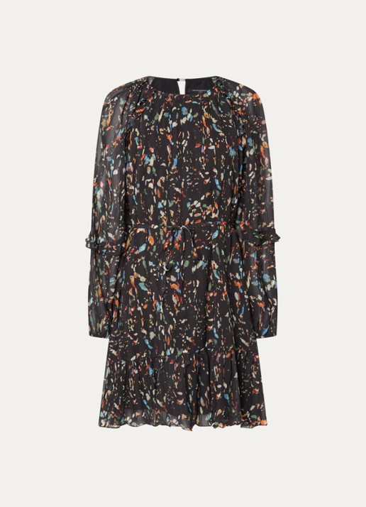 French Connection Kylie Claudette mini jurk met print - voorkant 2 zwart