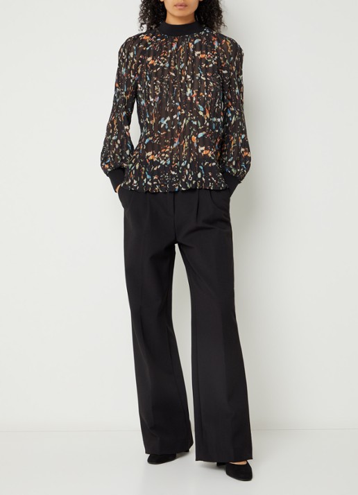 French Connection Kylie Claudette top met print - voorkant 3 zwart