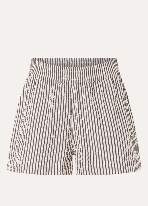 French Connection Lia high waist straight fit korte broek  - voorkant 2 beige