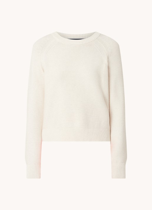 French Connection Lilly grofgebreide trui met stretch  - voorkant beige