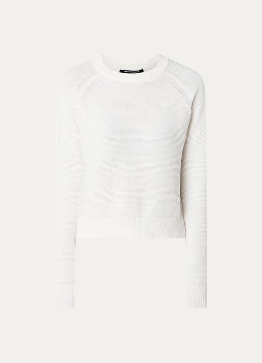 French Connection Lilly grofgebreide trui met stretch  - voorkant 3 wit