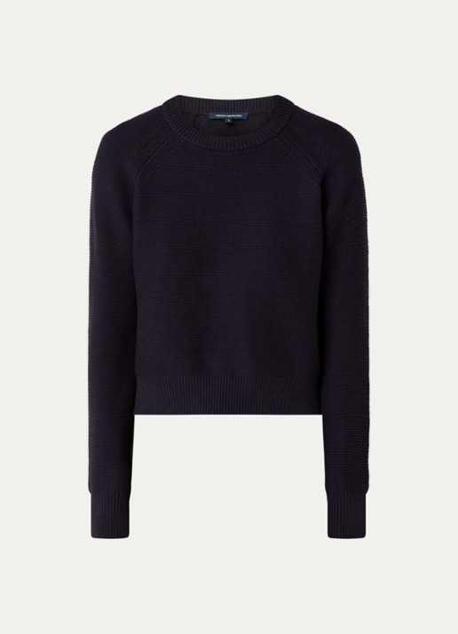 French Connection Lilly grofgebreide trui met stretch  - voorkant 3 donkerblauw
