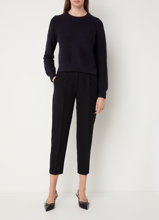 French Connection Lilly grofgebreide trui met stretch  - voorkant 4 donkerblauw