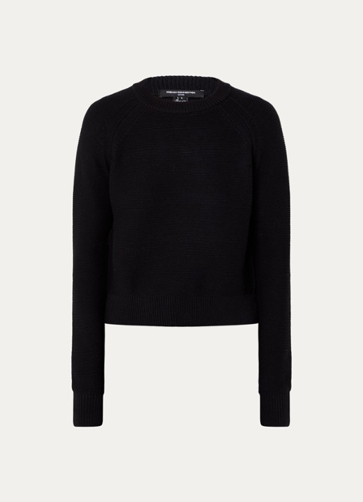 French Connection Lilly grofgebreide trui met stretch  - voorkant 3 zwart