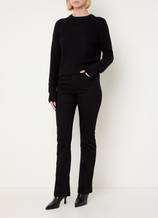 French Connection Lilly grofgebreide trui met stretch  - voorkant 4 zwart