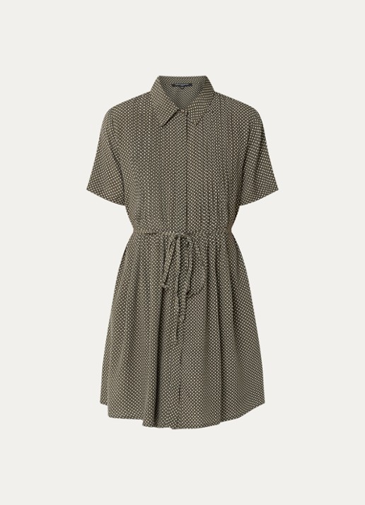 French Connection lizzy Midi blousejurk met strikdetail en print - voorkant bronsgroen