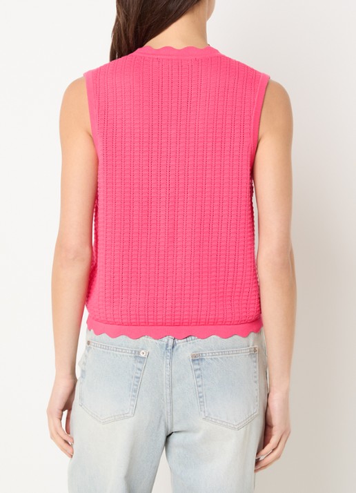 French Connection Lois Mozart fijngebreid gilet met gestrikt detail - achterkant 2 donkerroze
