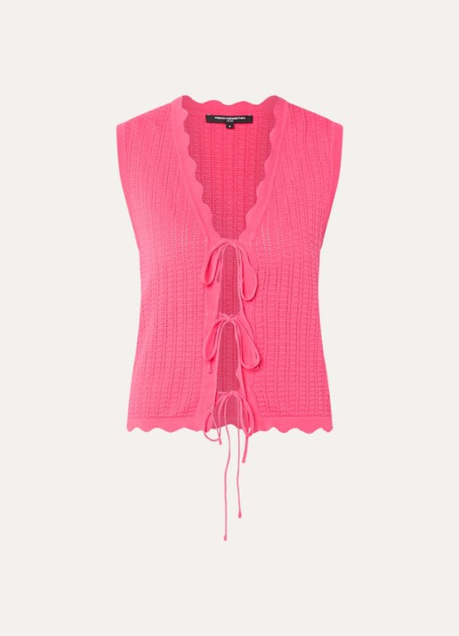 French Connection Lois Mozart fijngebreid gilet met gestrikt detail - voorkant 3 donkerroze