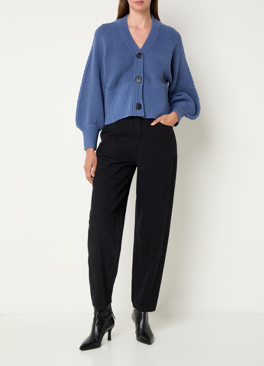 French Connection Loren high waist tapered jeans met gekleurde wassing - voorkant 4 antraciet