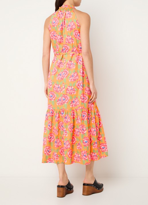 French Connection Louisa Alexis midi tuniekjurk met bloemenprint  - achterkant 4 orange