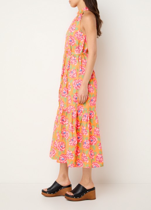 French Connection Louisa Alexis midi tuniekjurk met bloemenprint  - voorkant 2 orange