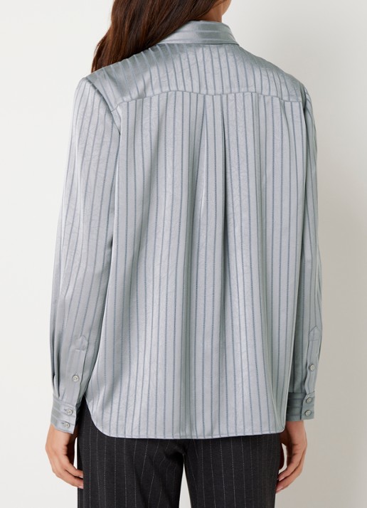French Connection Maggie blouse van satijn met streepprint - achterkant 2 grijs