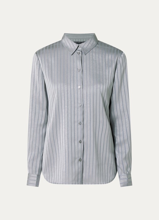 French Connection Maggie blouse van satijn met streepprint - voorkant 3 grijs