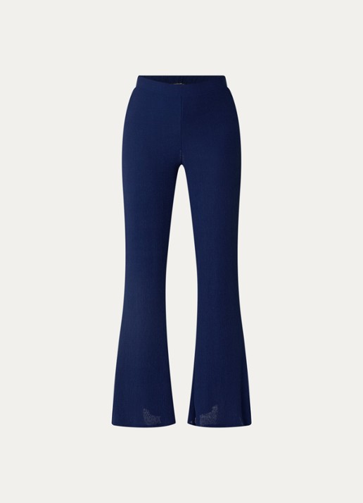 French Connection Meera flared fit pantalon met structuur - voorkant 2 royalblauw