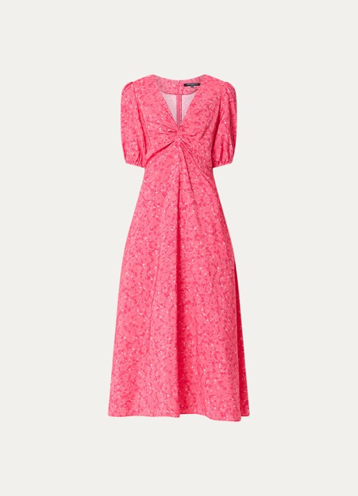 French Connection Melissa midi jurk met print - voorkant donkerroze