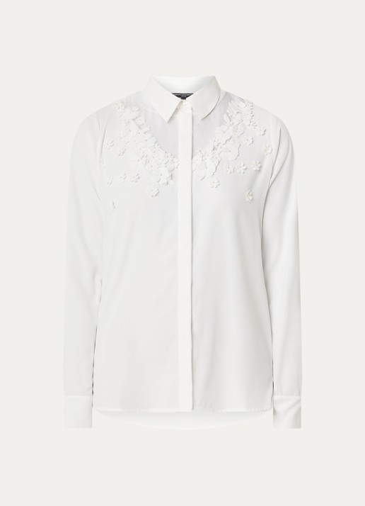 French Connection Milla blouse met borduring - voorkant wit