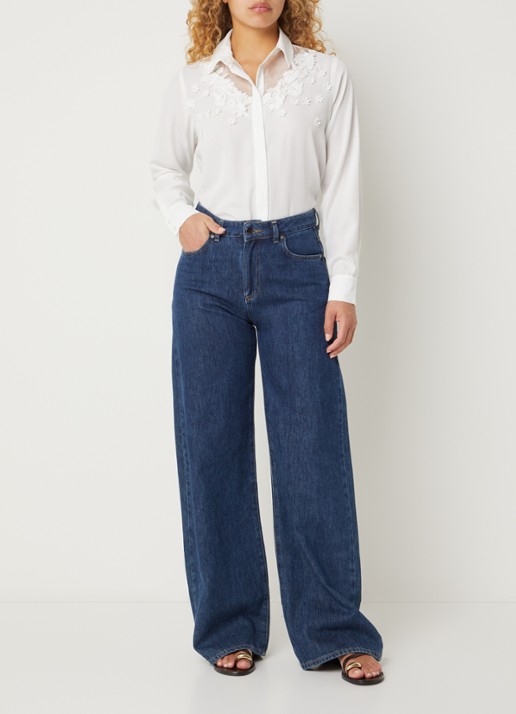French Connection Milla blouse met borduring - voorkant 2 wit