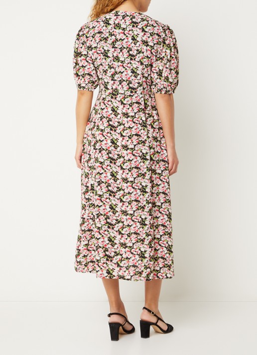 French Connection Molly midi jurk met bloemenprint - achterkant 3 roze
